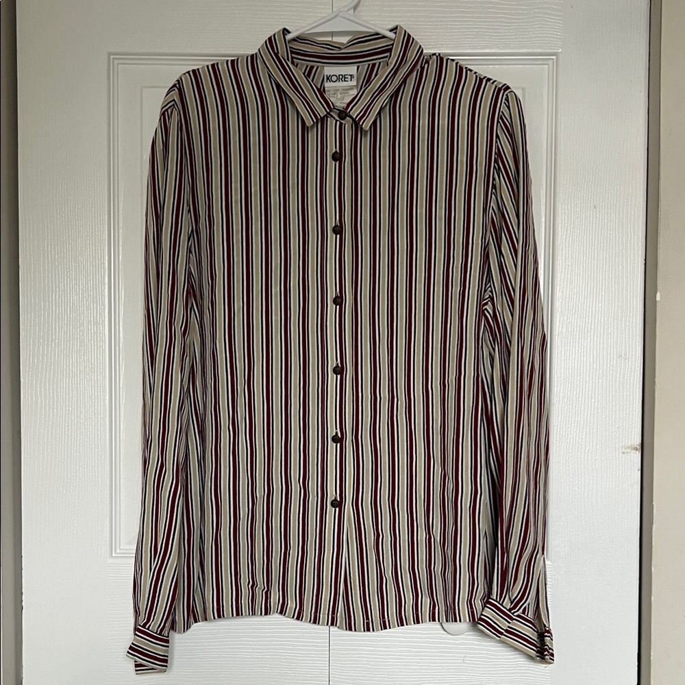 Koret Striped Button Down Shirt - Red, Black, White